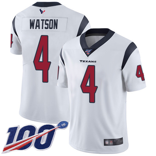 Houston Texans Limited White Men Deshaun Watson Road Jersey NFL Football #4 100th Season Vapor Untouchable